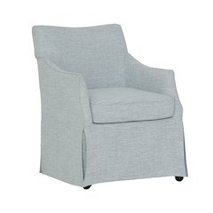Upholstered Skirted Dining Arm Chair with Hidden Casters