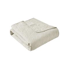 Quebec Oversized Quilted Throw, Ivory color