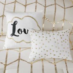 Raina Metallic Printed Comforter Set, Ivory/Gold color