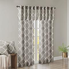 Fretwork Print Grommet Top Window Valance