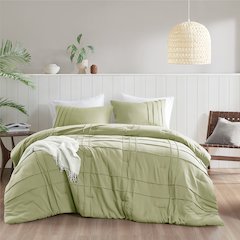 Porter Soft Washed Pleated Comforter Set, Sage color
