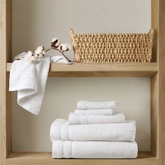 Quick Dry 100% Cotton 6pc Towel Set, White color