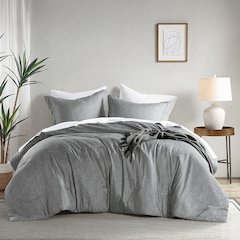 Camden Chambray Print Solid Comforter Set, Grey color