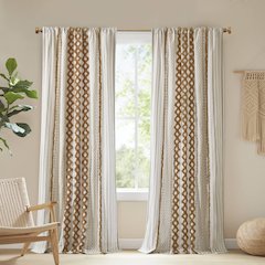Imani Cotton Printed Curtain Panel with Chenille Stripe and Lining