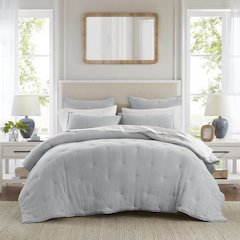 Breeze Cotton Gauze  Embroidered Quilt Set, Blue color