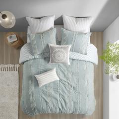 Kara 3 Piece Cotton Jacquard Comforter Set, Aqua color