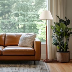Verla Tapered Faux Wood Dimmable Floor Lamp