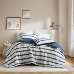 Merritt Yarn-dyed striped comforter, Blue color