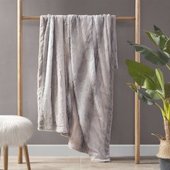 Zuri Faux Fur Throw, Blush/Grey color