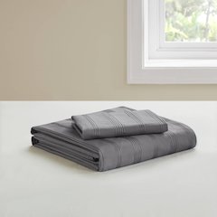 Logan Woven Striped Duvet Set, Charcoal color