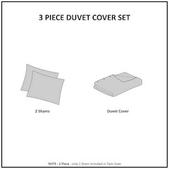 3 Piece Tufted Cotton Chenille Floral Duvet Cover Set