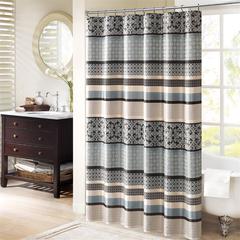 Blue Jacquard Geometric Shower Curtain, Belen Kox