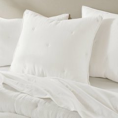 Breeze Cotton Gauze  Embroidered Euro Sham, White color