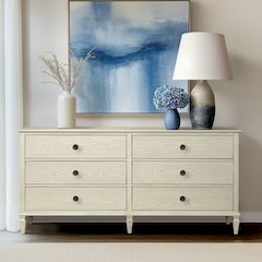 Victoria 6-drawer wood dresser (70"), Antique Cream color