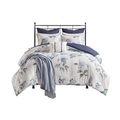 Floral Seersucker 7 Piece Comforter Set with Throw Blanket, Belen Kox