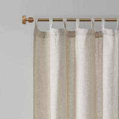 Faux Linen Tab Top Fleece Lined Curtain Panel