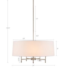 5-Light White Drum Shade Chandelier