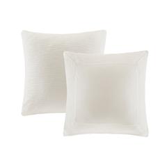 Hanae Cotton Blend Yarn Dyed Euro Sham, White color