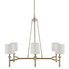 Elegenza 6-light Chandelier with Fabric Drum Shades in Antique Gold Color