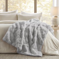 Vivienne Faux Fur Throw, Light Grey color