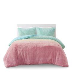 Ombre Shaggy Faux Fur Comforter Set
