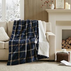 Print Plush to Sherpa Heated Throw