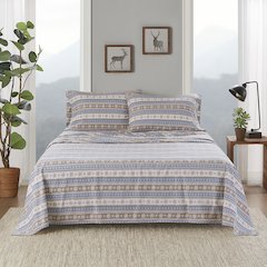 Cotton Flannel Sheet Set in Blue Snowflake