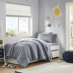 Logan Woven Striped Comforter Set, Blue/Grey color