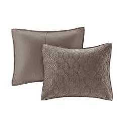 Harper 3 Piece Velvet Quilt Set, Taupe color