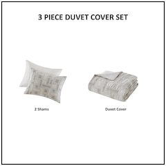 Cairo 3 Piece Cotton Jacquard Duvet Set, Ivory color