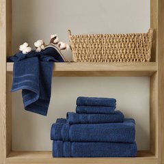 Quick Dry 100% Cotton 6pc Towel Set, Indigo color
