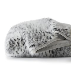 Botswana Animal Print Faux Fur Throw Blanket, Snow Leopard color