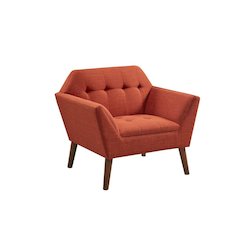 Orange Accent Chair with Solid Wood and Plywood Frame for Living Room