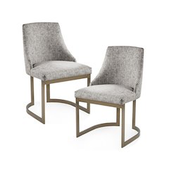 Set of 2 Gray Modern Dining Chairs with Metal Frame for Dining Room