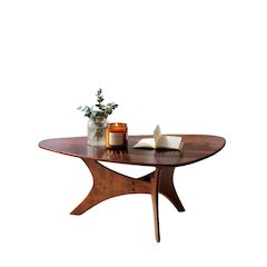 Solid Wood Mid Century Modern Coffee Table, Abstract Living Room Accent Piece
