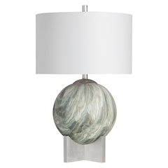 29.5"H Ceramic + Wood Table Lamp