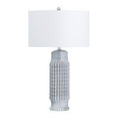 Set Of 2 Powdered Blue Ceramic Lamps With Crystal Bases