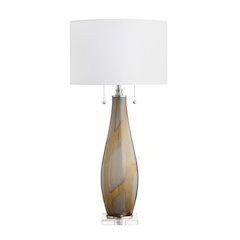 Set Of 2 Glass Table Lamp With Linen Shade