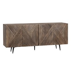 69" Solid Wood & Metal 4-Door Media Credenza