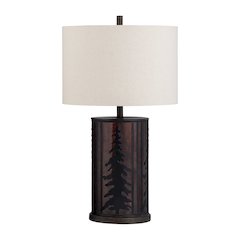 32"H  Metal Table Lamp With Nightlight And Mica Shade