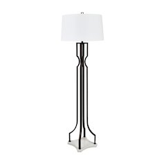 67.75"H Aged Bronze Metal And Marble Floor Lamp With Linen Shade