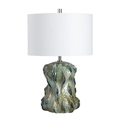 Ceramic Table Lamp With Glazed Finish And Shade