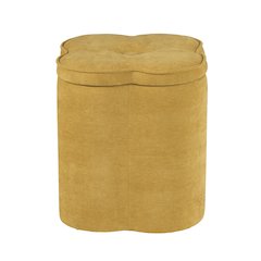 Spice Yellow Chenille Flower Ottoman W/ Storage