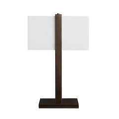28" Transitional Bronzed Metal Table Lamp with Rectangular Shade