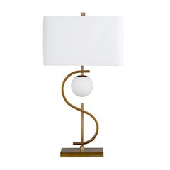 32" Contemporary Gold Metal Table Lamp with S-Shaped Body