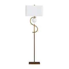 62.5" Contemporary Gold Metal Floor Lamp with Nightlight
