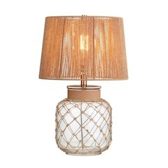 22.75" Coastal Clear Glass Table Lamp with Twisted Hemp Rope Base