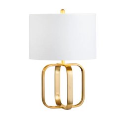 26.75" Greyson Transitional Gold Metal Table Lamp with White Drum Shade