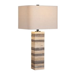 28.5" Contemporary Travertine Marble Table Lamp with Natural Finish