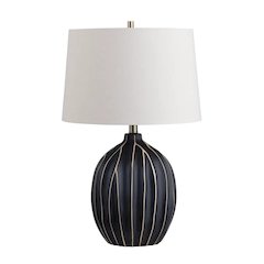 26" Transitional Black Ceramic Table Lamp